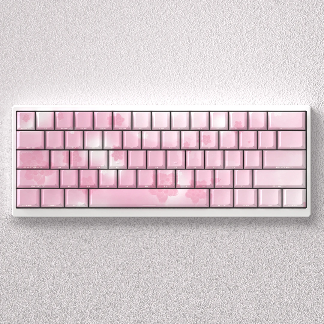 文绍键帽樱花侧刻透光粉色键帽推荐高颜值ace68醉鹿x60future迈从