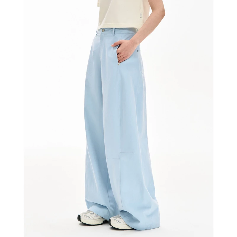 【设计师款】F426国潮秋季新款高腰显瘦休闲裤阔腿宽松工装长裤6901