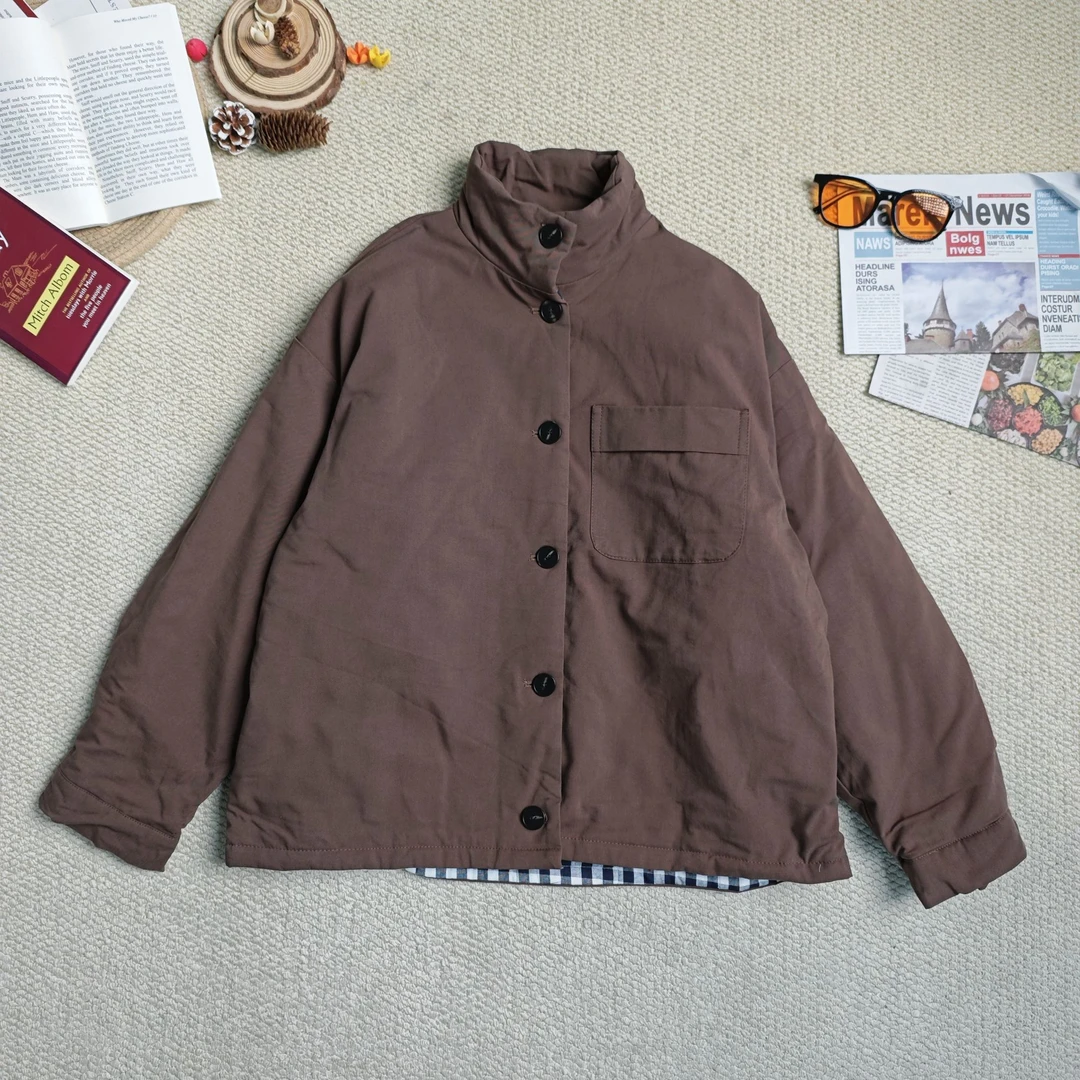 2025早春新款时尚百搭纯色加厚长袖厚外套9254