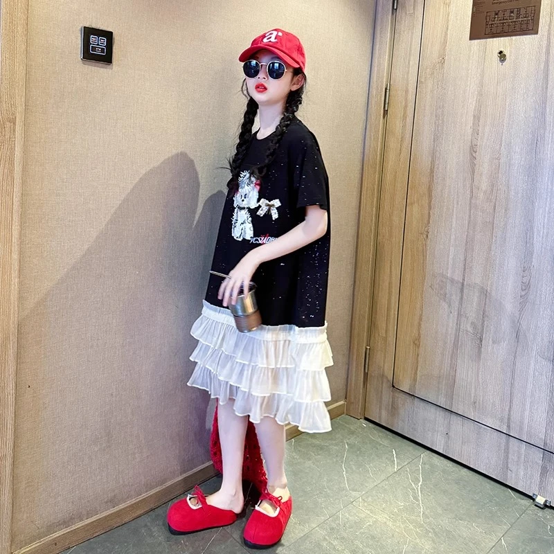 女童韩系高级感裙子夏季2025新款女大童洋气公主裙儿童夏装连衣裙