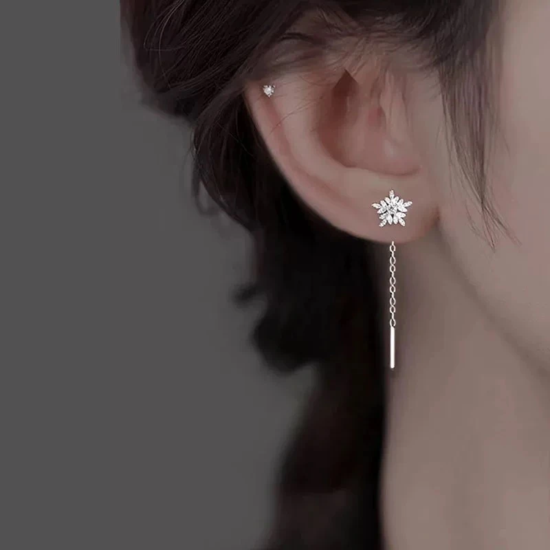 铜合金耳饰 雪花耳线精致简约气质养耳洞轻奢小众设计感耳饰F1506