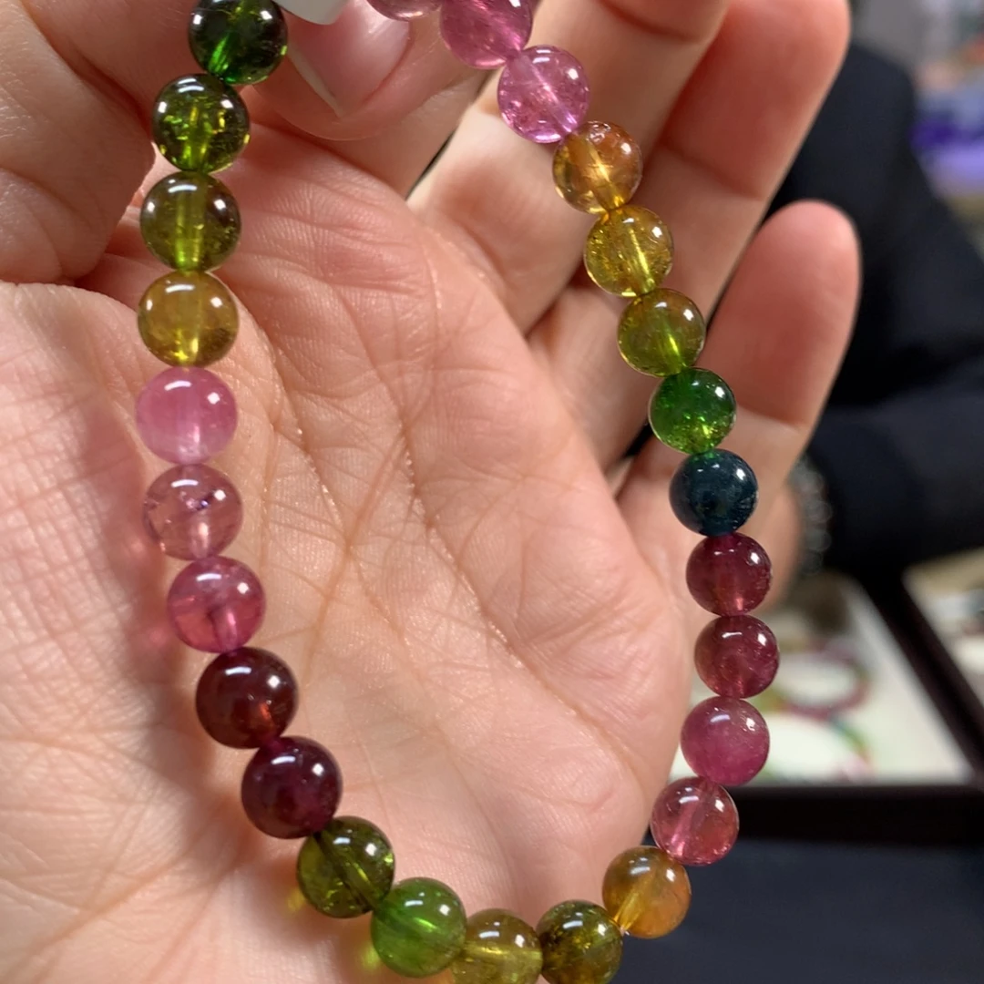 碧玺未镶嵌手链7.3左右