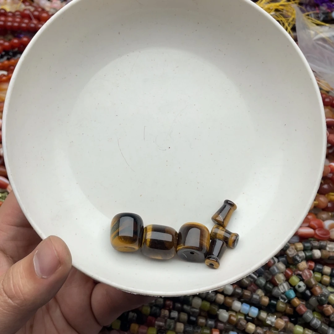 玛瑙/玉髓珠宝半成品未镶嵌三个装16mm虎眼配套三通