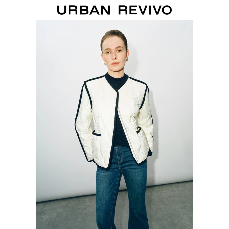 UR2025秋季新款女装气质小香撞色边绗缝羽绒服UWG150064+