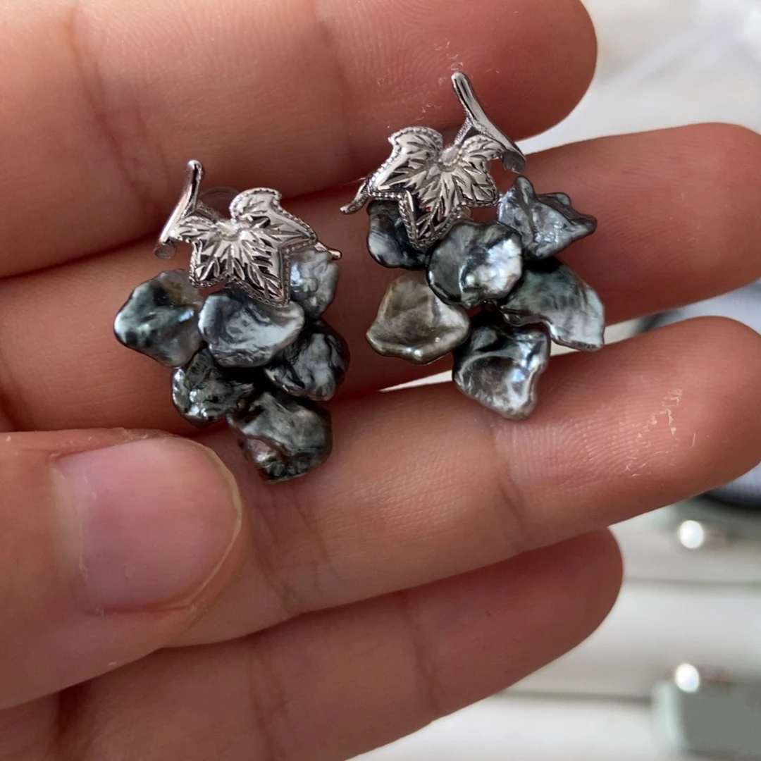 银S925镶嵌海水珍珠耳饰