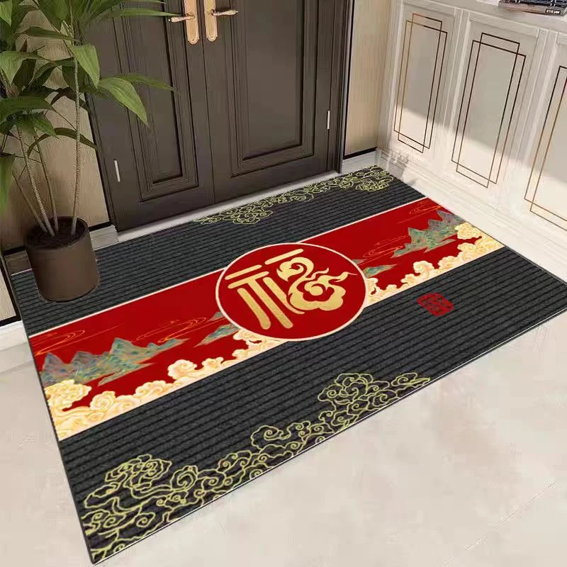 中式大尺寸入户门地垫耐脏防滑好打理玄关垫子喜庆时尚新款