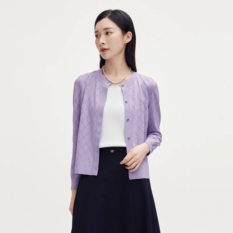 【婷婷专属】气质格纹开衫短外套休闲针织NI00374Q7/NI00373R1