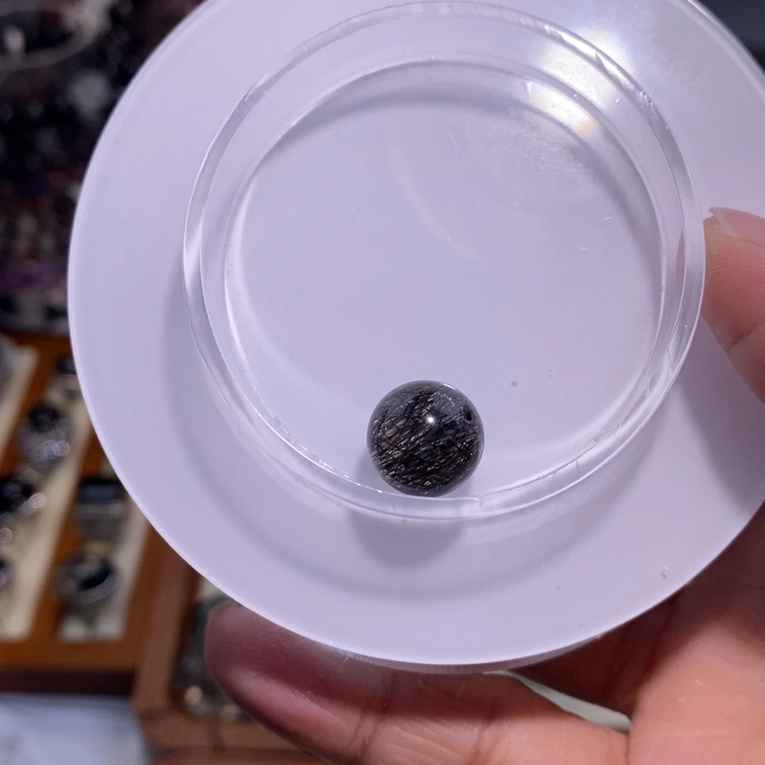 水晶手链未镶嵌黑发晶全透体满发蕾丝11.9mm毕业级