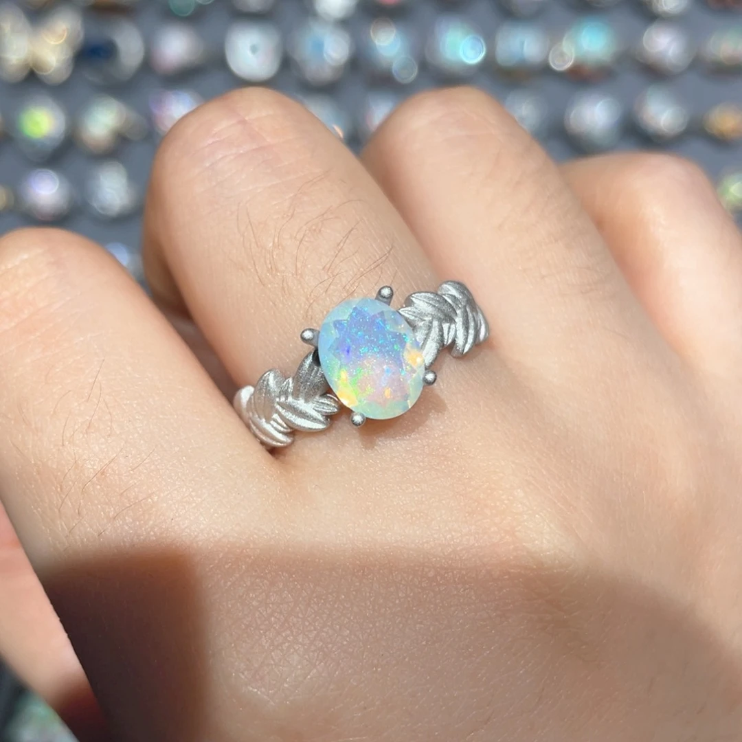 欧泊银S925镶嵌欧泊戒指