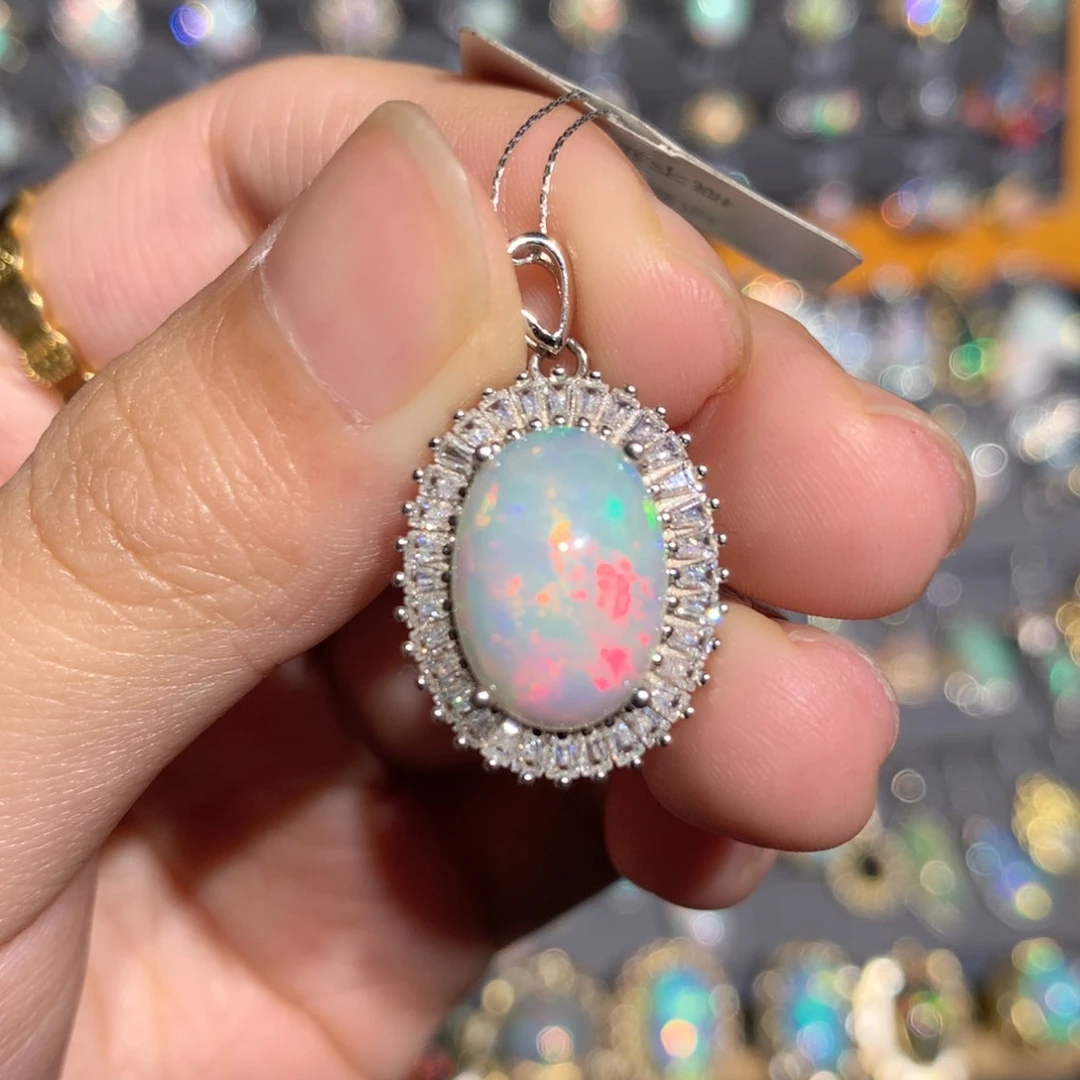 银S925镶嵌欧泊欧泊吊坠y