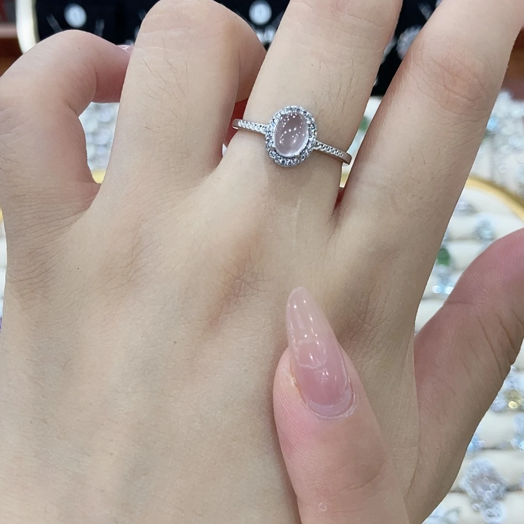 福****芙蓉石戒指银S925镶嵌
