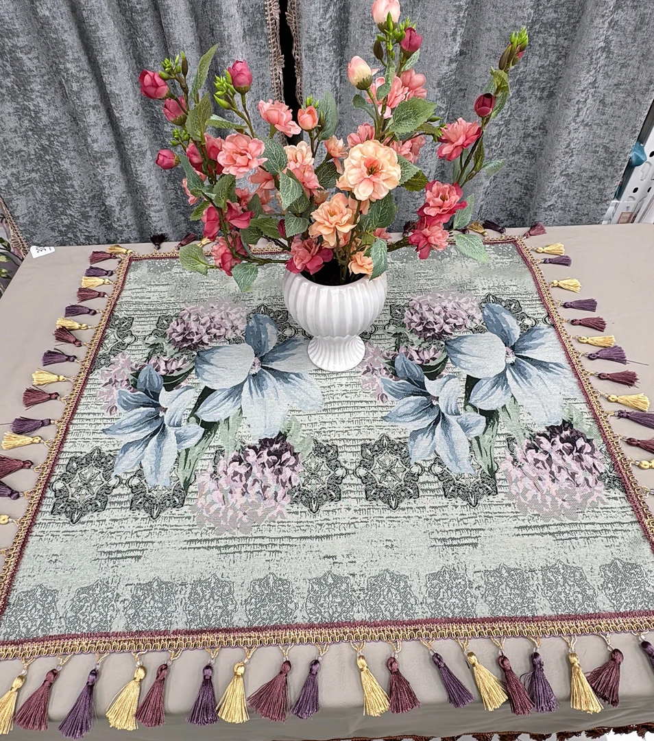 内径65*75天丝麻床头柜斗柜扶手吊穗（不能机洗）万能盖巾