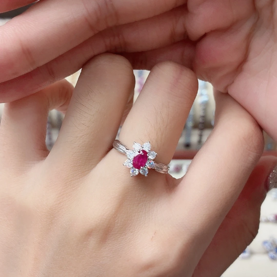 红宝石银S925镶嵌戒指