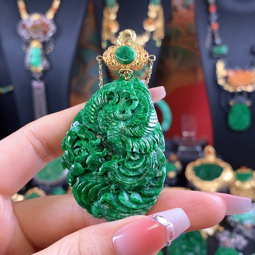 翡翠银S925镶嵌颈饰吊坠