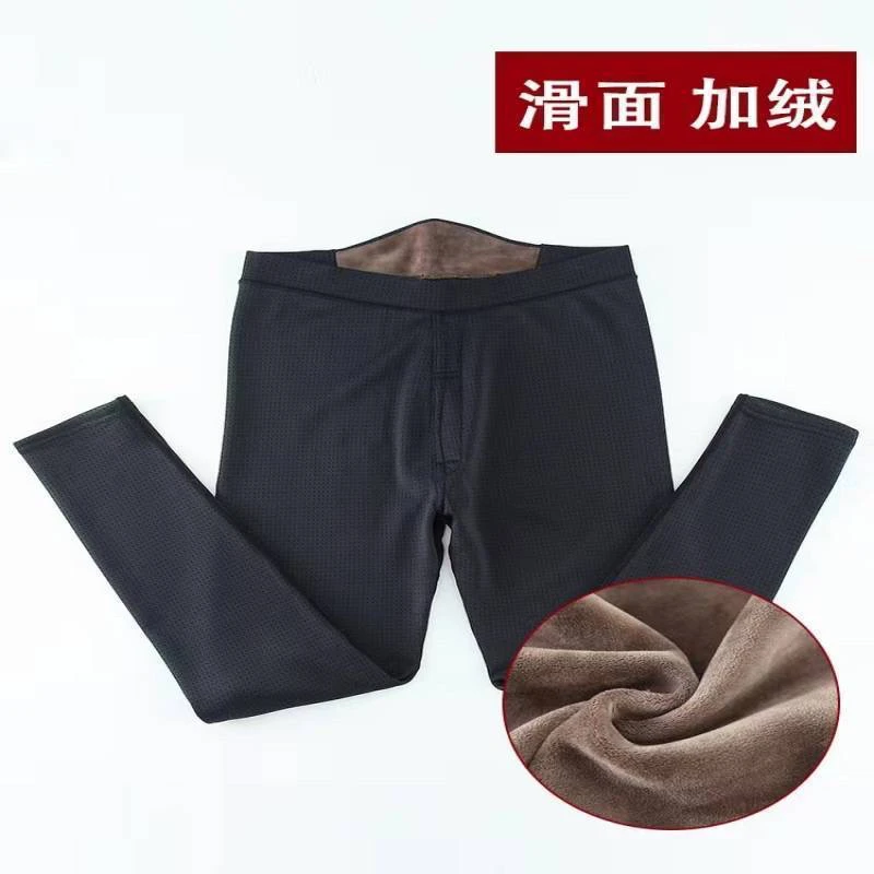 男士光滑面加绒加厚保暖护膝高腰棉裤秋冬内穿