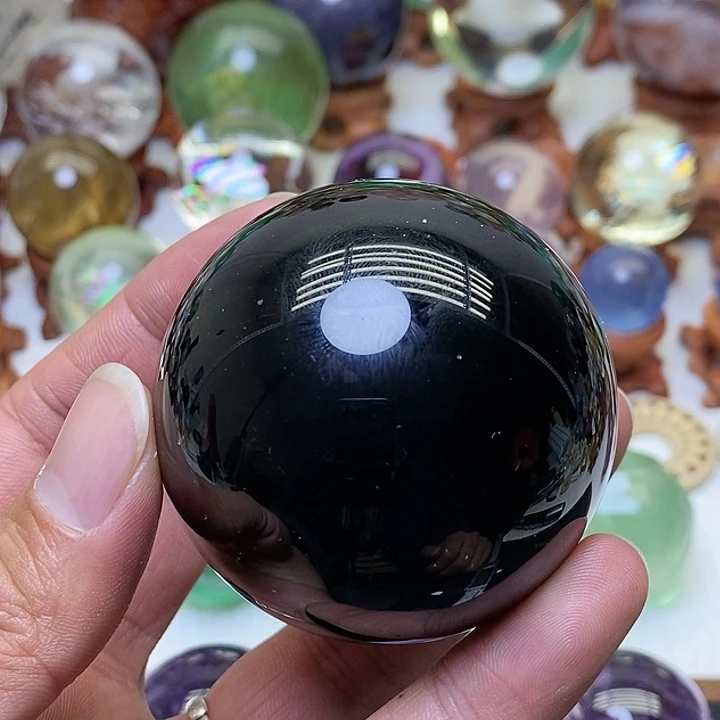黑曜岩珠宝奇石未镶嵌沪***0黑曜石球