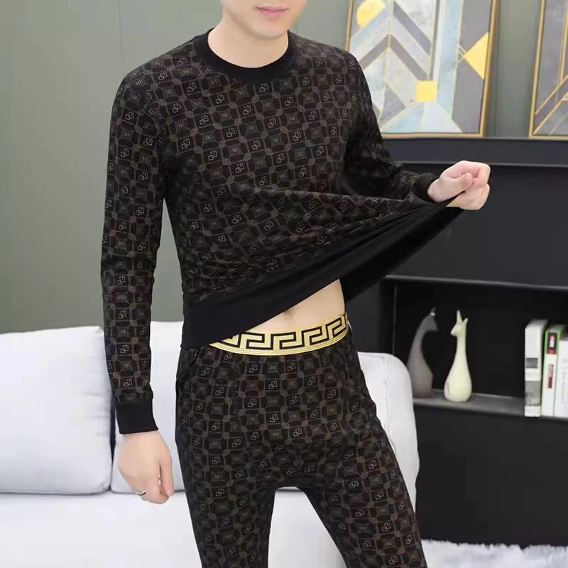 维多利亚纯棉秋衣秋裤两件套男2025冬季保暖内衣套装全身印花男装