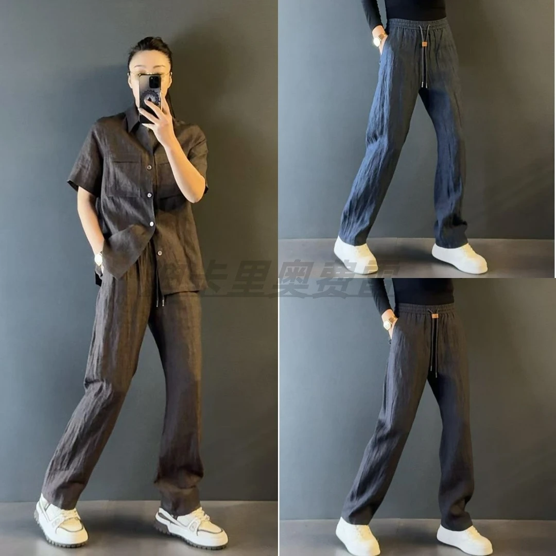 迪卡里奥费雷亚麻套装52TZ929A+52TZ929B春款进口亚麻套装