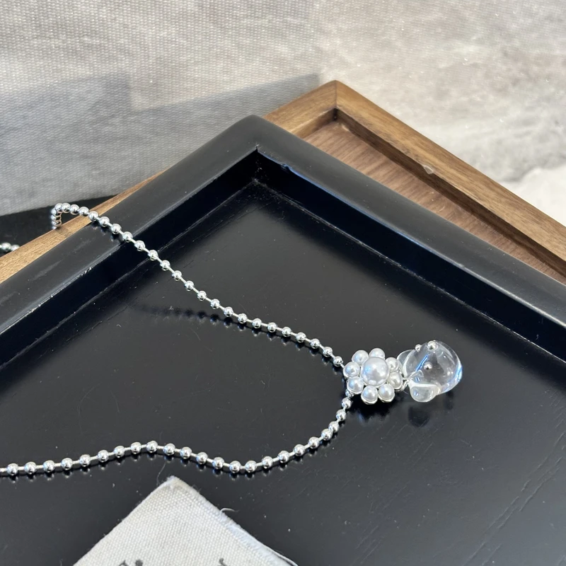 铜合金项链 花花透明熊头项链XL3614