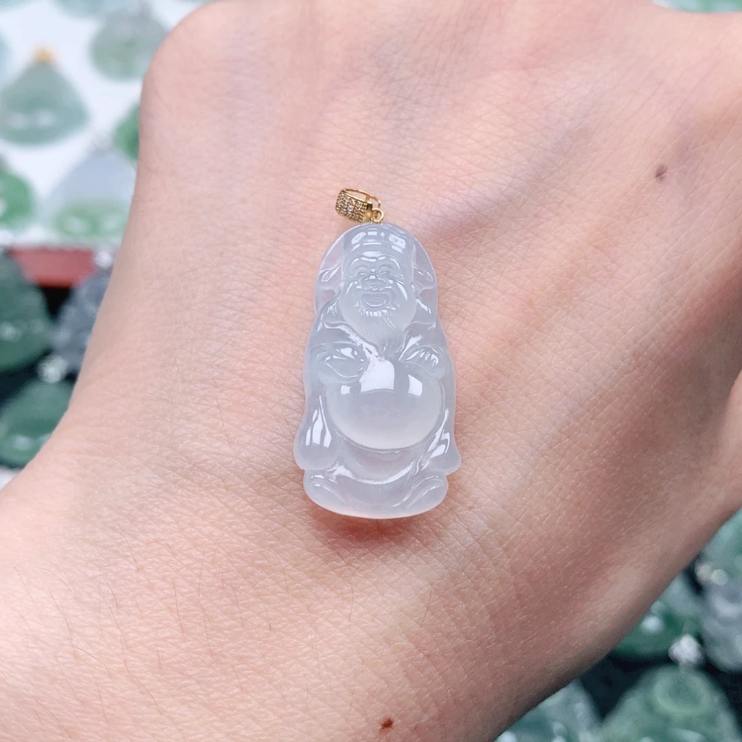 吊坠(不含链)18K金镶嵌翡翠