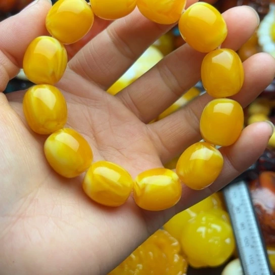 琥珀（花珀）手串未镶嵌蜜蜡