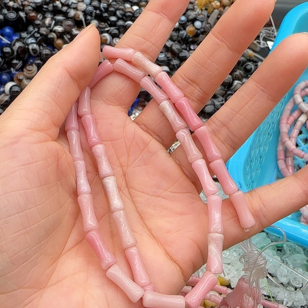 玛瑙/玉髓合金珠宝半成品粉澳宝竹节5mm一条