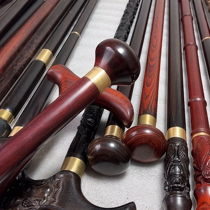 非洲紫檀（红花梨）圆头手杖