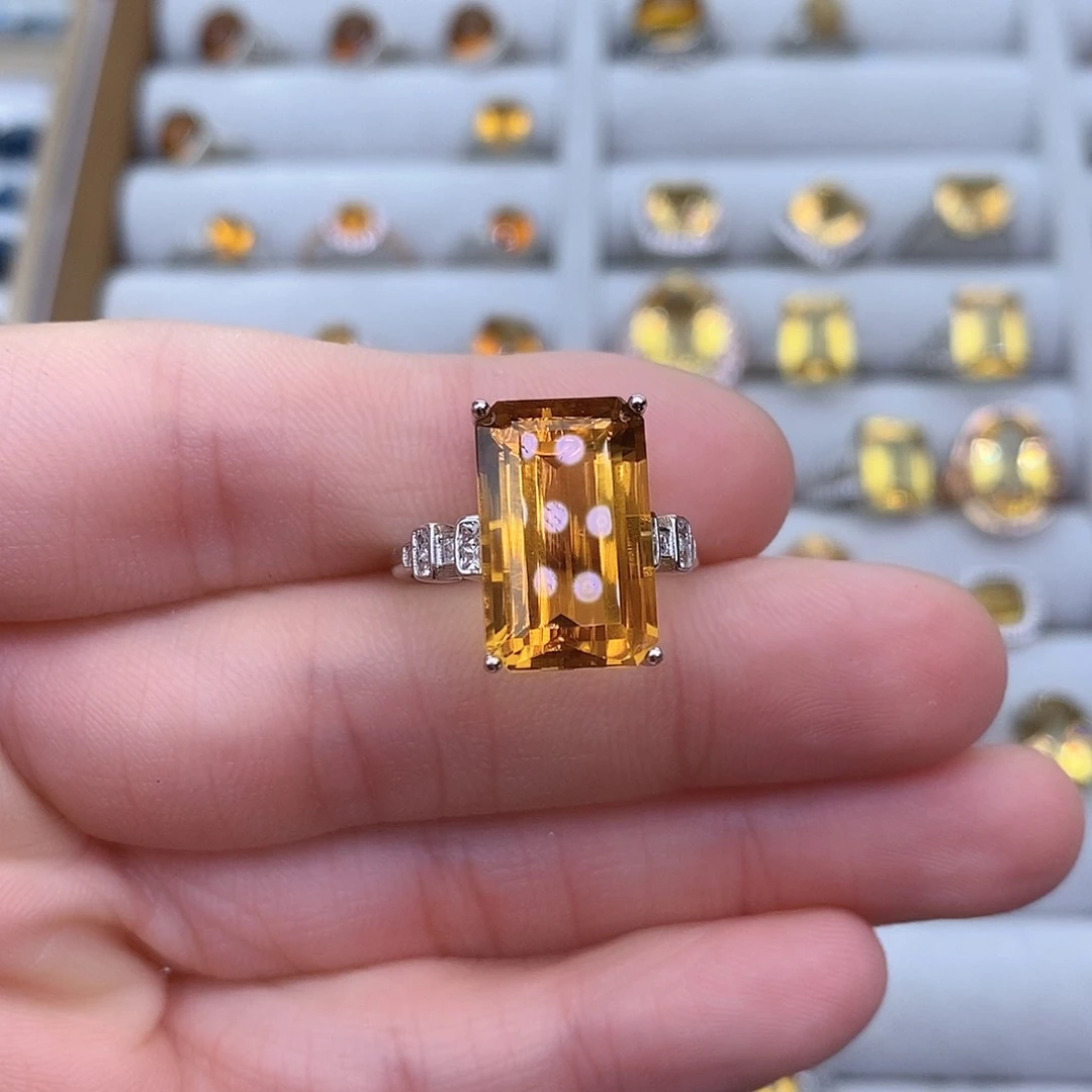黄晶纯天然黄水晶银S925镶嵌j****n