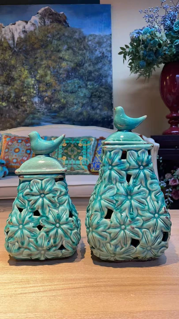 重工老磁器蓝色一对