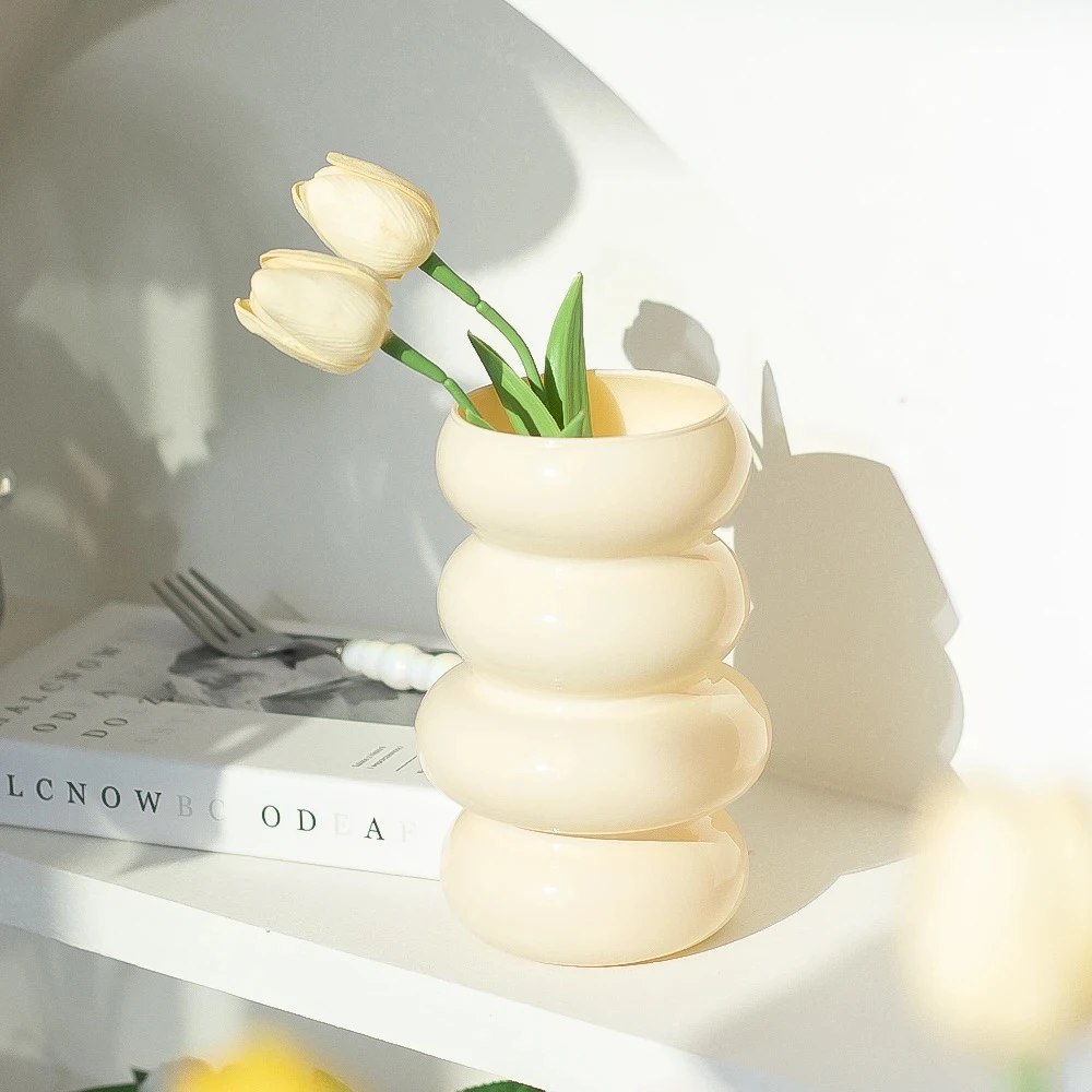 高颜值客厅高档中古玻璃花瓶复古小众插花瓶创意摆件批发毛毛虫