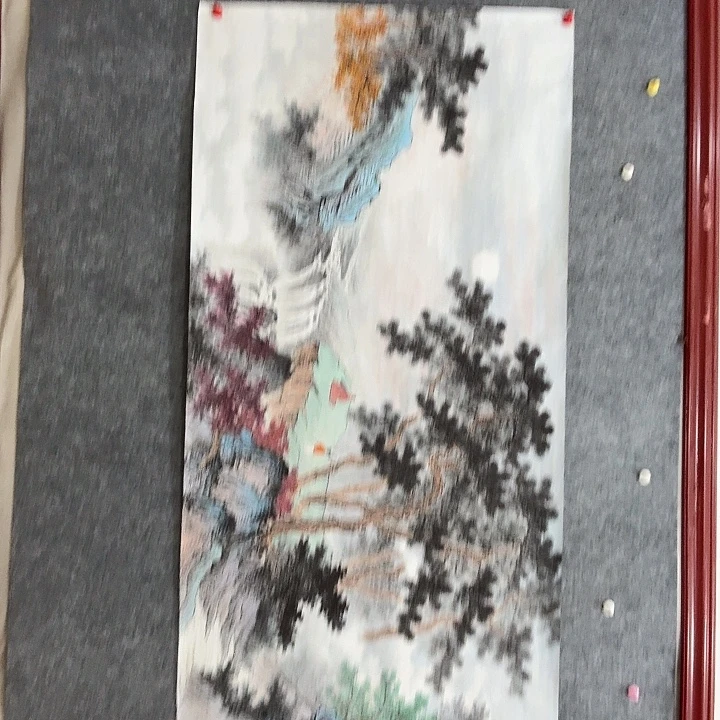 国画手绘国画抚琴图