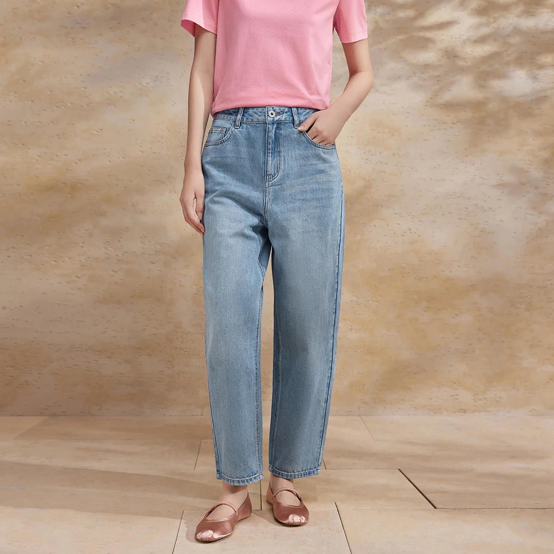 【达人专属】播24夏季浅蓝牛仔烟管裤显瘦DDR2KD5645