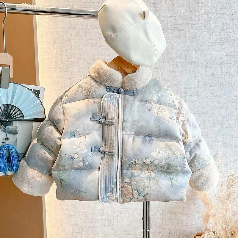 女童新中式棉服冬装儿童洋气加厚棉衣小女孩宝宝冬季国风棉袄外套