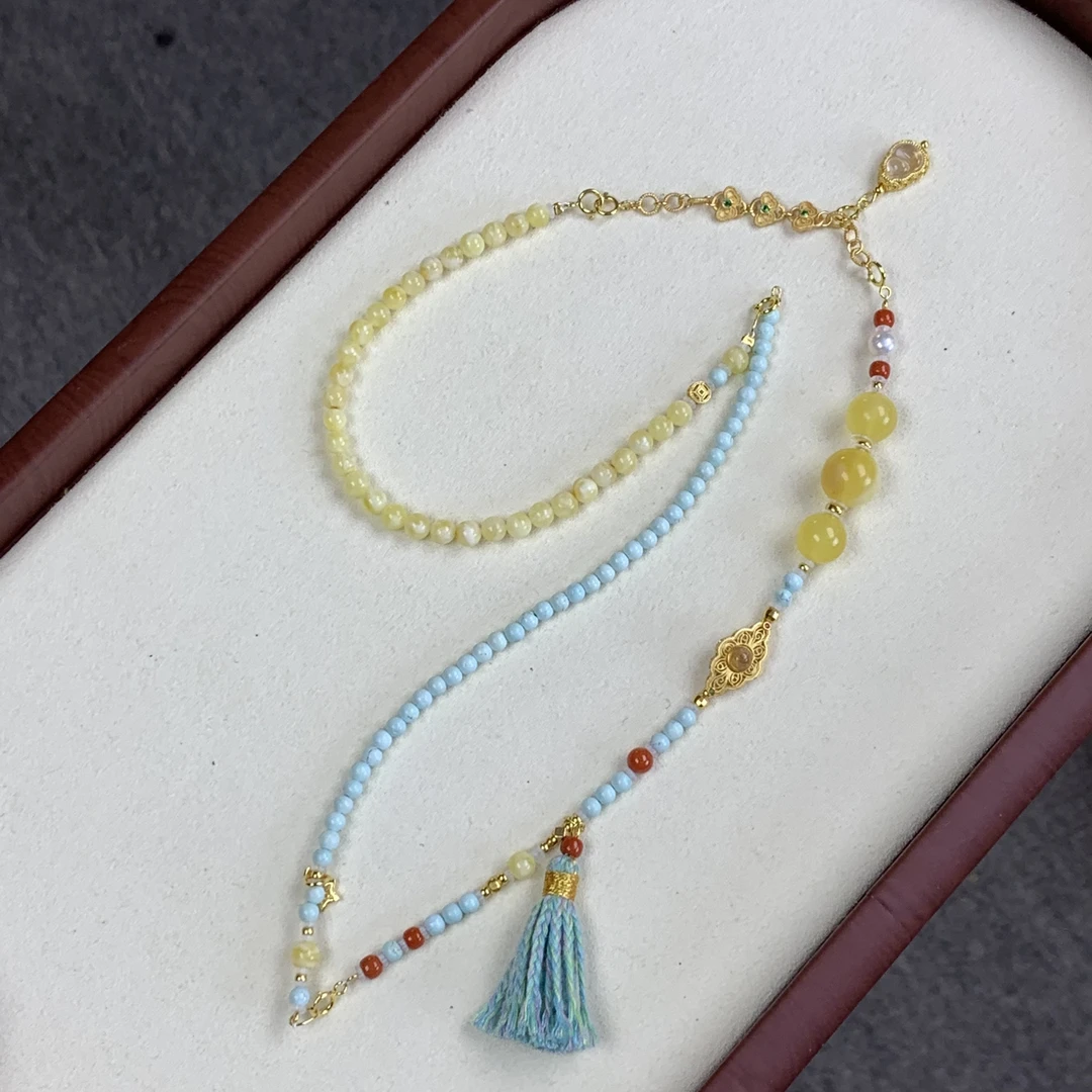 •天然琥珀蜜蜡多用可拆手链百搭万能链B014