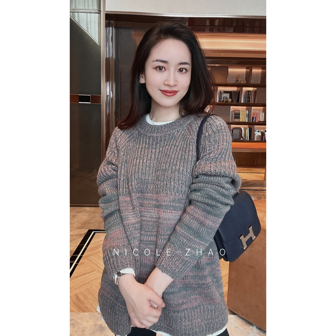 DK2411【贵姐NICOLE】经典进口邓肯羊绒秋冬时尚圆领针织毛衣