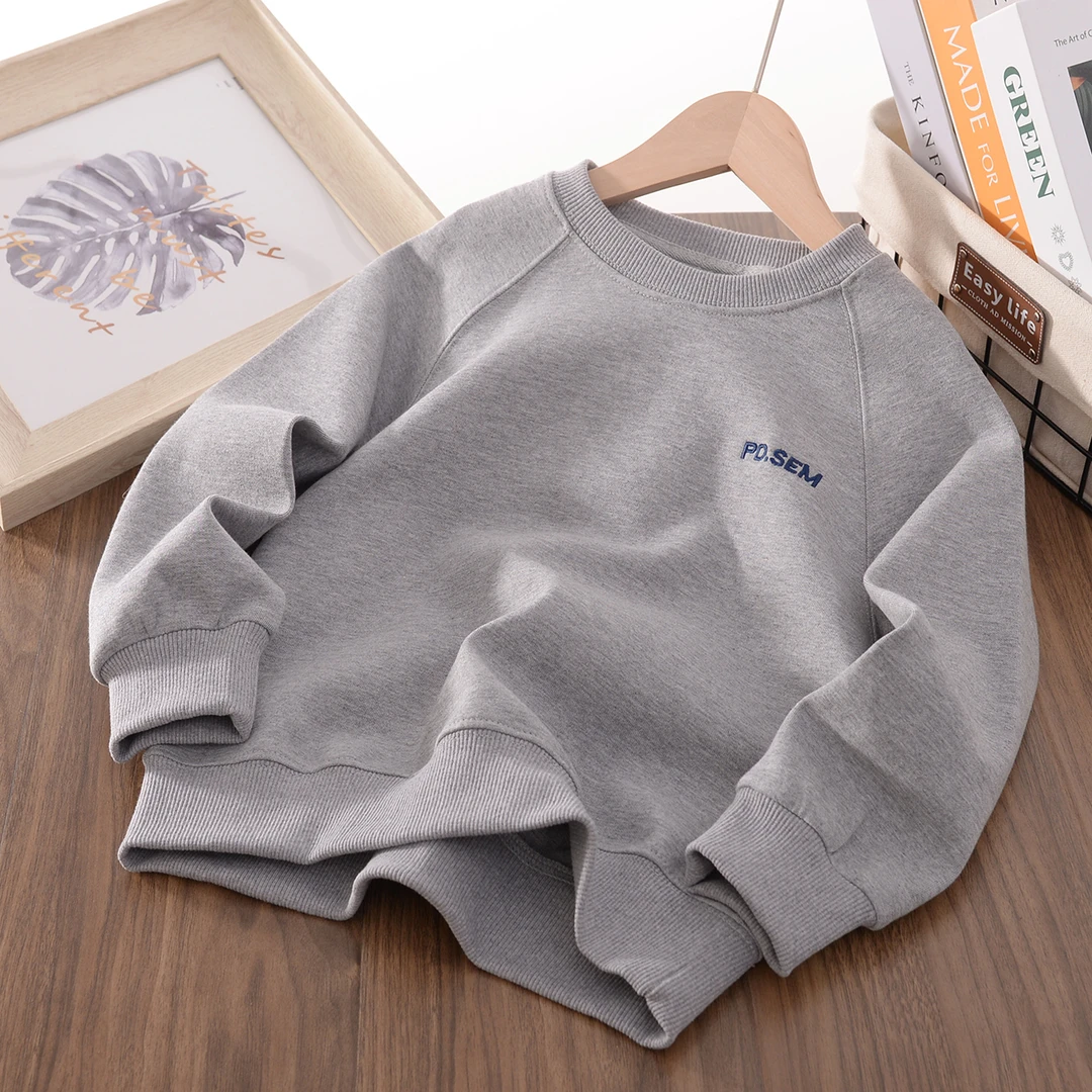 男女童刺绣插肩卫衣童装中大童25春新宽松圆领印花休闲上衣24QS11