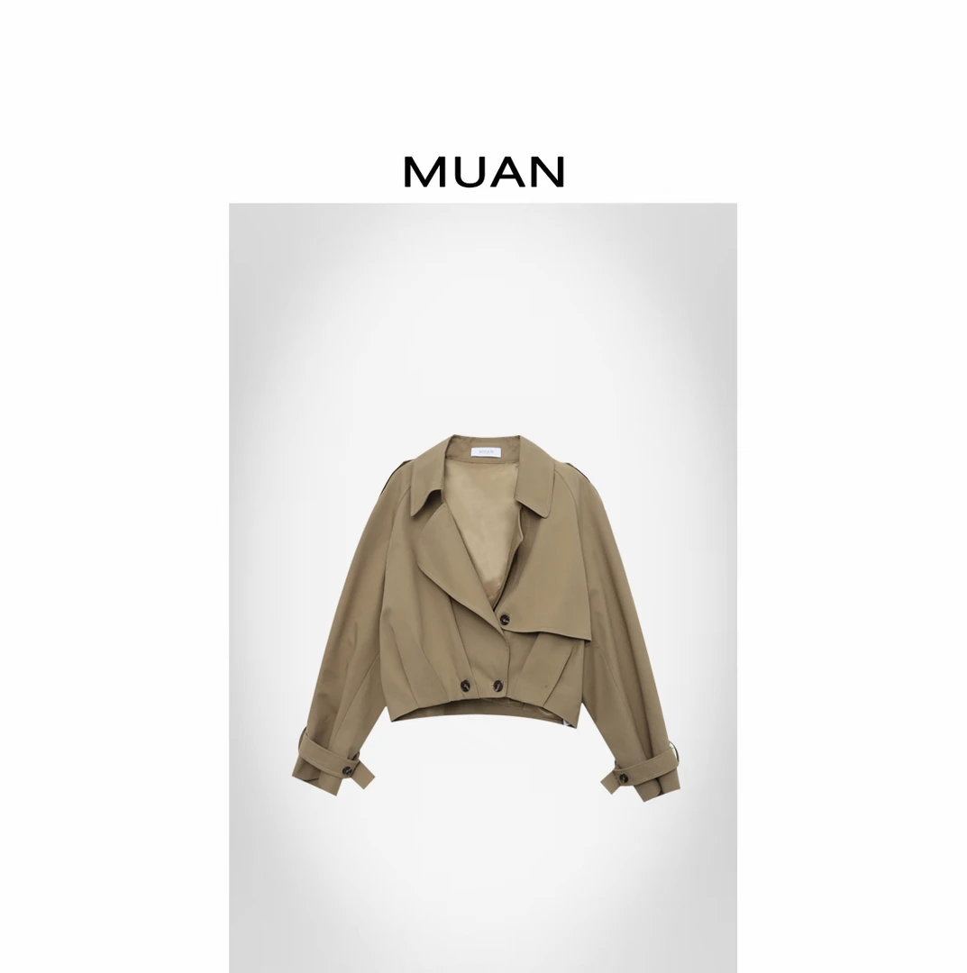 木岸MUAN:《琥珀流光风衣》定制100棉风衣外套上衣女CQ-YJ-23986