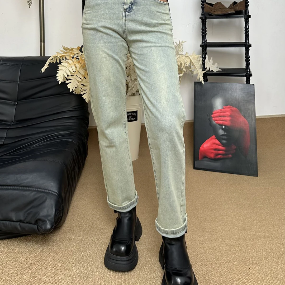 66626新款女士秋冬时尚百搭拖地九分裤牛仔裤休闲显瘦