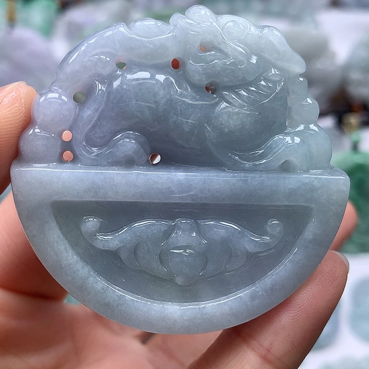 翡翠未镶嵌颈饰仿古貔貅福利两面工艺福利卡厚12+