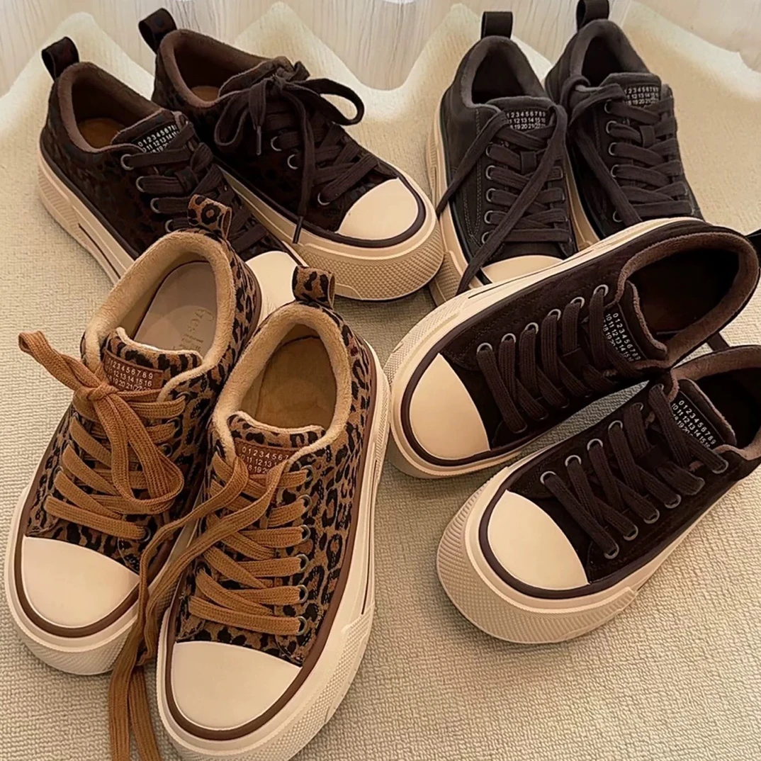 年底清库！加薄绒反绒牛皮4cm厚底洋气休闲板鞋1-508-5