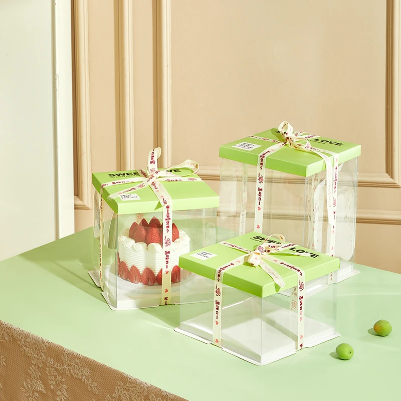 新品看样新款蛋糕包装盒6/8/10寸双层加高网红甜品生日蛋糕包装盒