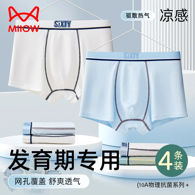 2025儿童内裤莫代尔男童中大童胖童青少年发育期男生冰丝短裤四角