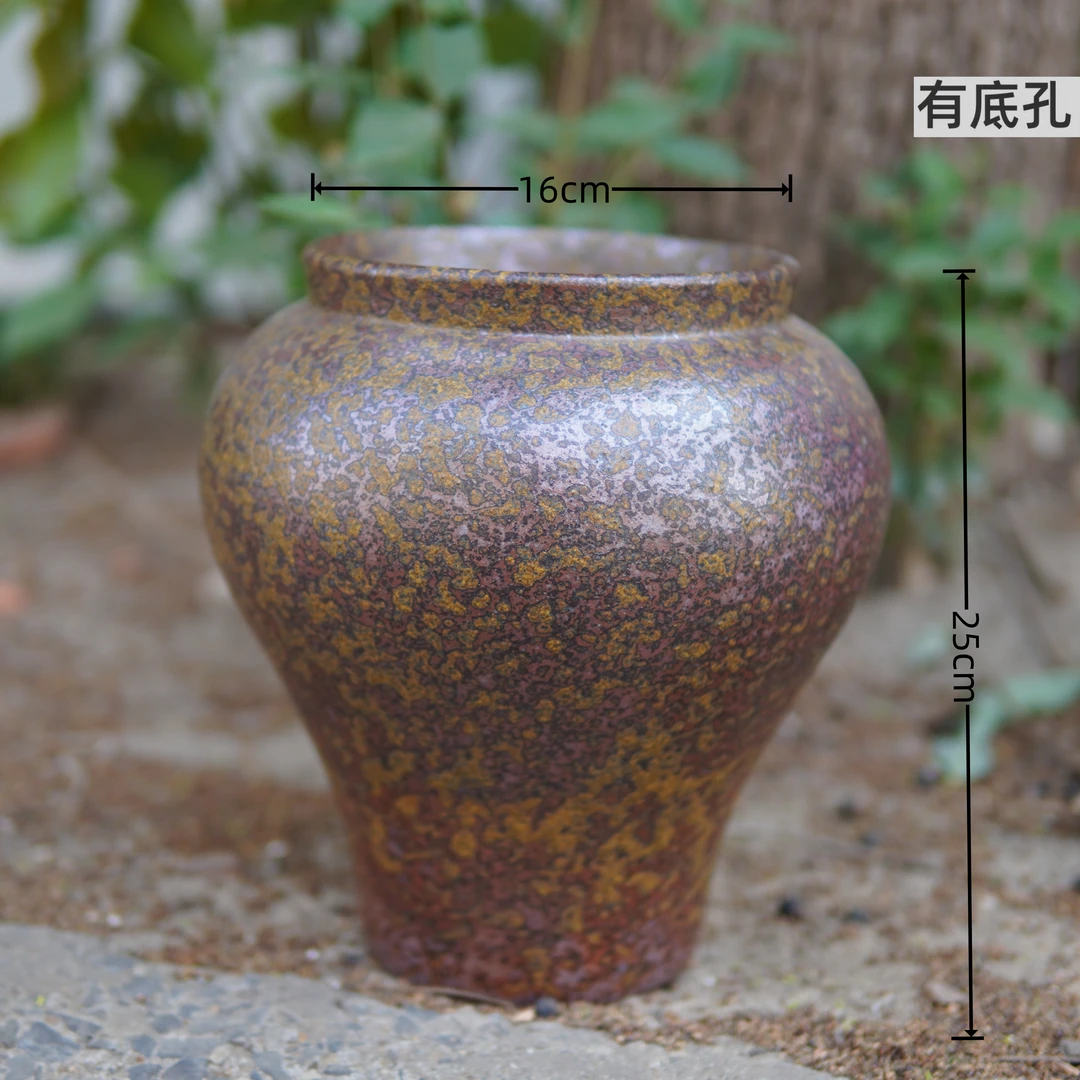 B复古三角梅专用粗陶花盆透气兰花蝴蝶兰老坛子大号多肉花盆