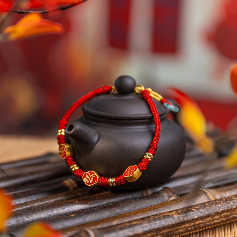 【生肖三合马年手绳】杭州景区虎马狗生肖三合红色手绳 新中式手绳