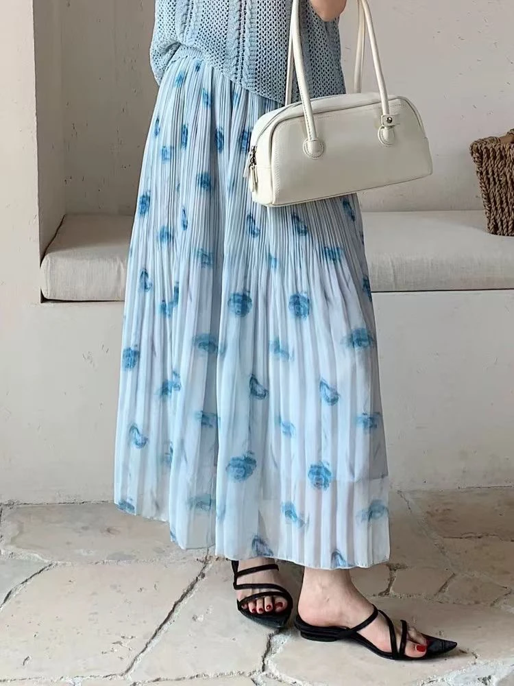 林玲～夏季新款碎花半身裙松紧腰雪纺女裙