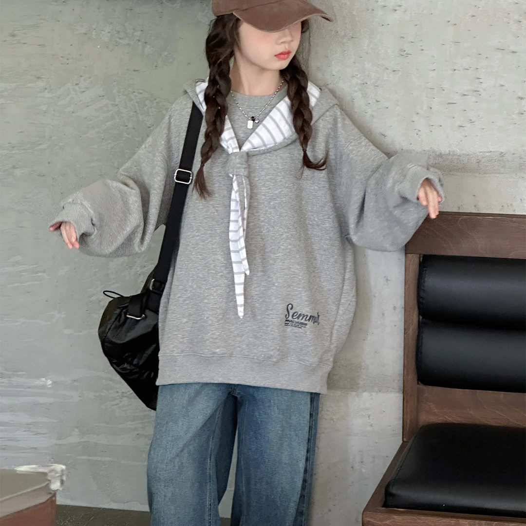 女童卫衣秋装2025新款女大童秋季休闲上衣初秋穿搭洋气儿童连帽衫