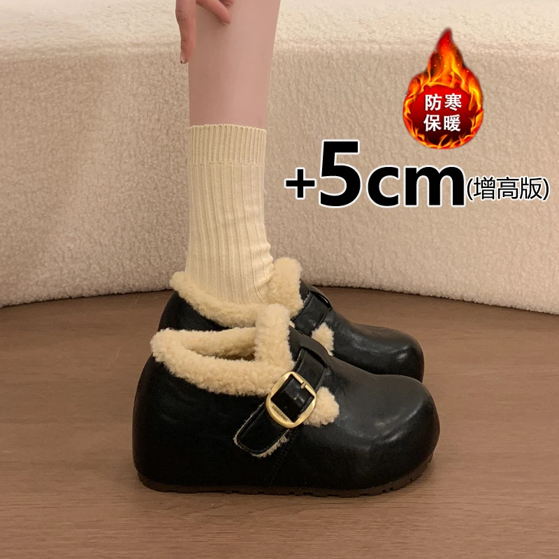 乐福勃肯鞋女款内增高厚底加绒保暖2025新款冬季雪地靴毛毛棉鞋子