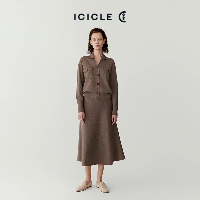 【不染色系列】ICICLE之禾女装环保养殖羊毛长款半身裙0593