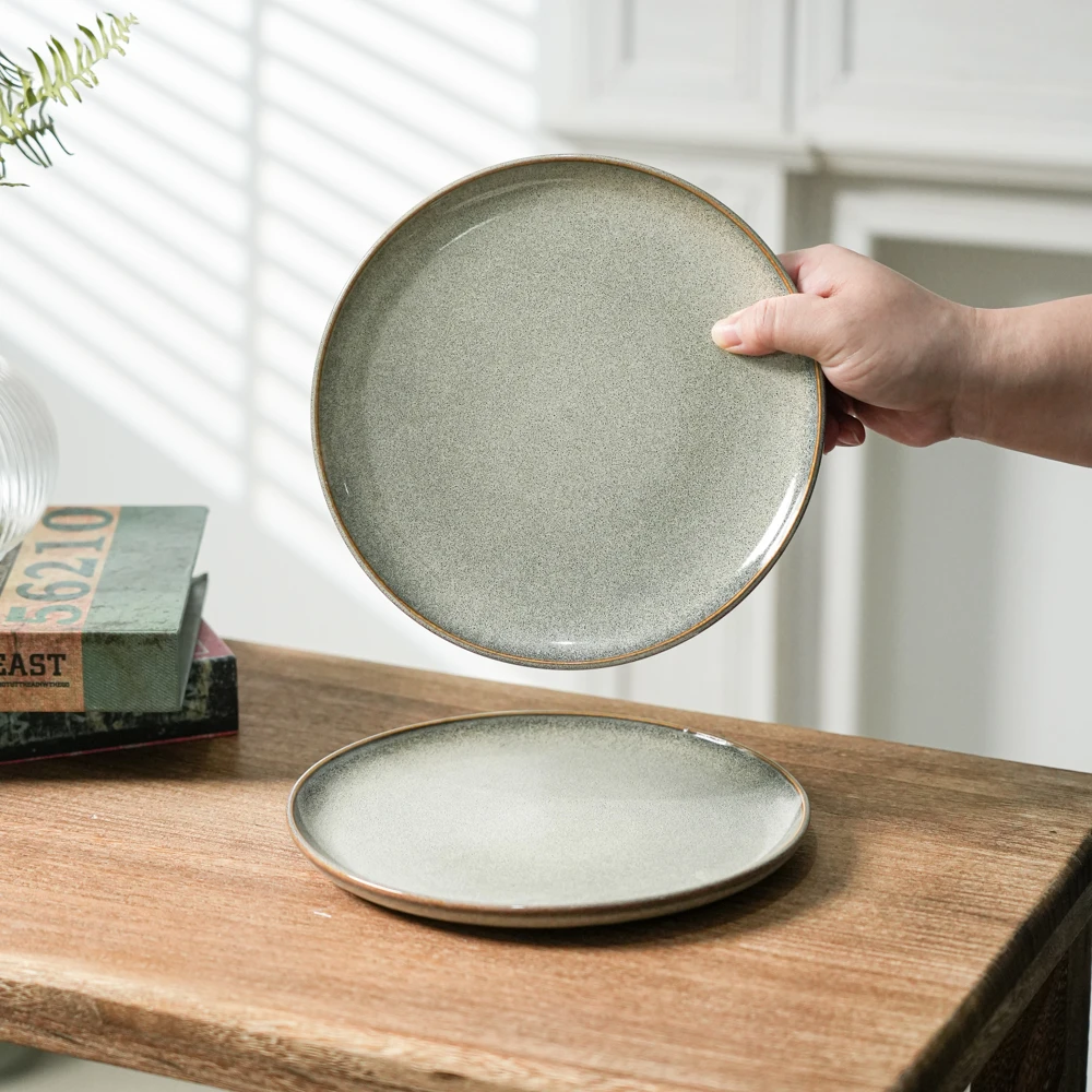 【瑕疵】陶瓷盘子家用窑变复古平盘高颜值家用餐盘B5A