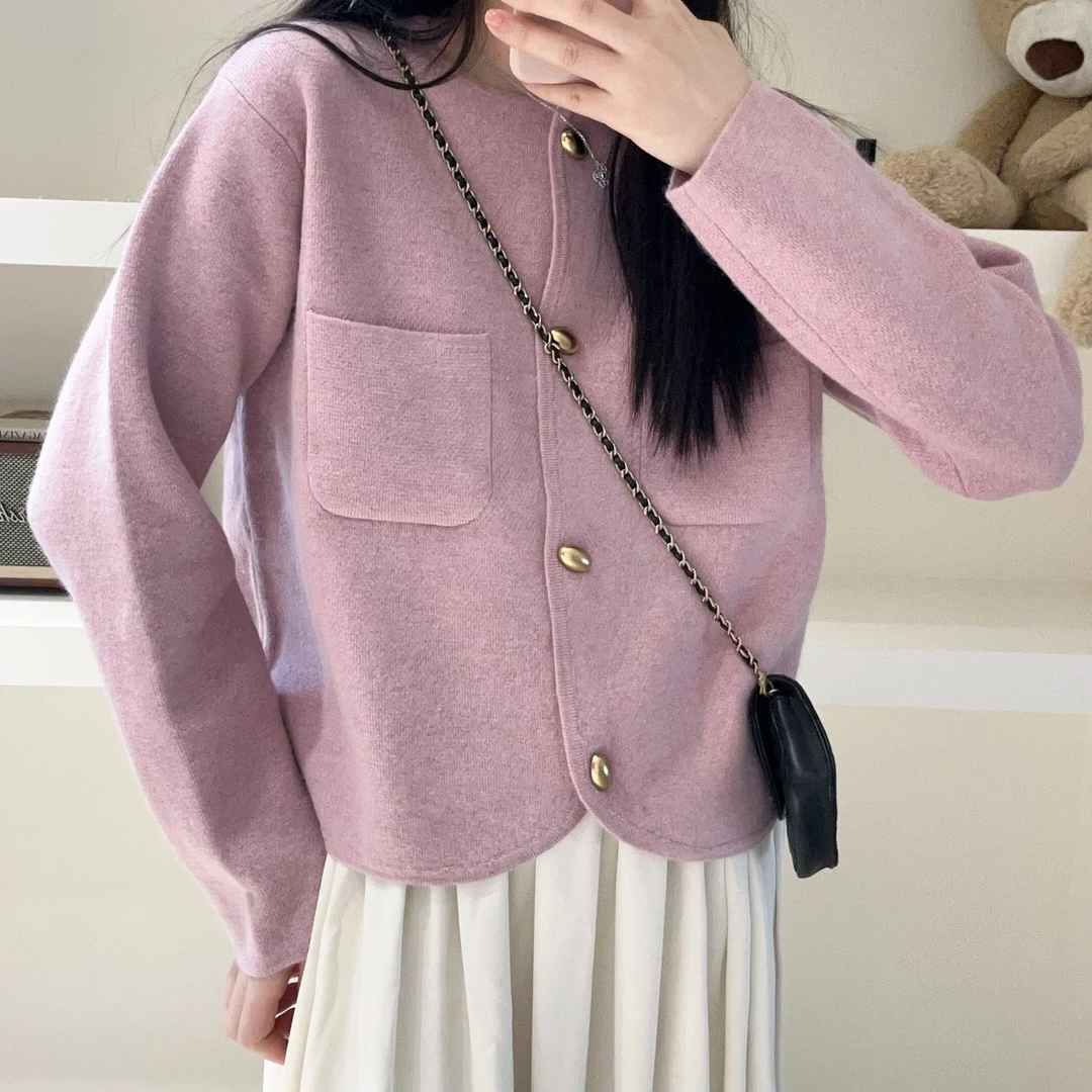 011#新款圆领休闲长袖针织衫开衫1 10